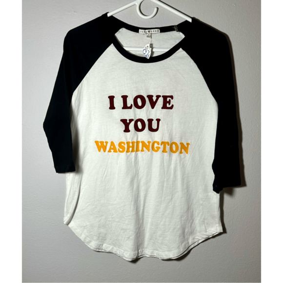 Washington Redskins NFL Women’s 3/4 Sleeve T-Shirt “I Love Washington” Sz S NWT - Picture 2 of 8